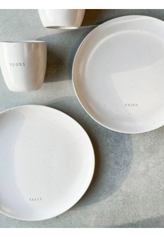 Leeff 18406 — talerze 'Tasty' i 'Enjoy', zestaw 2, kremowo-białe