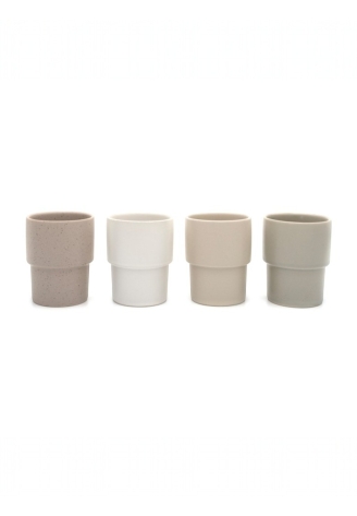 Leeff 18686 Mugs Mark, zestaw 4 — wielobarwne, ziemiste odcienie ()