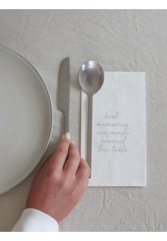 Leeff 18765 Serwetki — 'Best memories are made around the table', białe