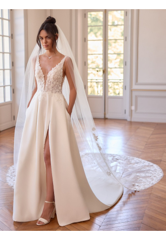 Bianco Evento S550 – welon z tiulu w kolorze kości słoniowej, 350 cm ()