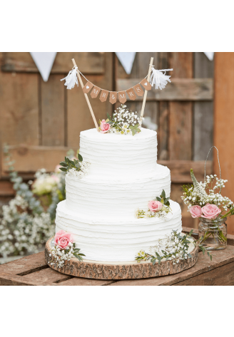 Ginger Ray CW-235 Rustic Country Mr & Mrs Cake Topper z proporczykiem ()