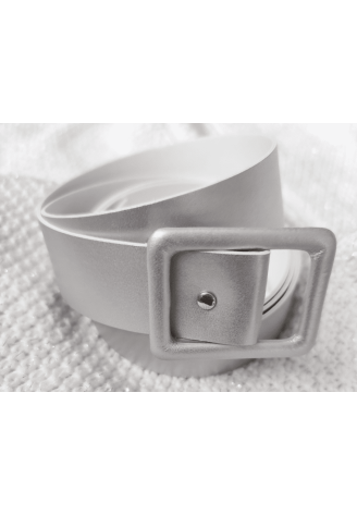 Forever & Eva G1011 Imitation Leather Belt Silver