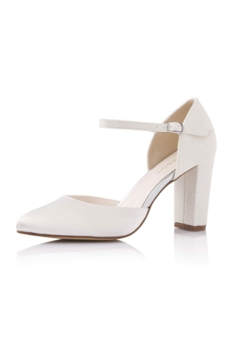 Rainbow Club Josi Ivory Satin Glitter Wedding Shoes ()