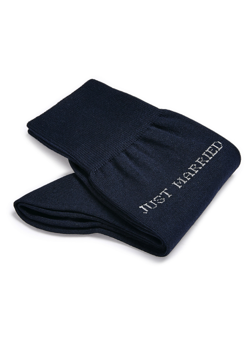 Granatowe bawełniane skarpetki Carlo Lanza Just Married