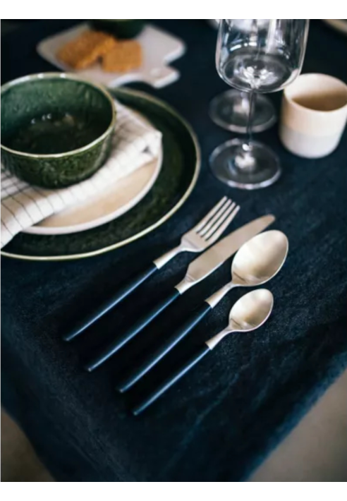 Pomax RENOIR – Zestaw sztućców 16-elementowy 18/10 – Stal nierdzewna – Czarny