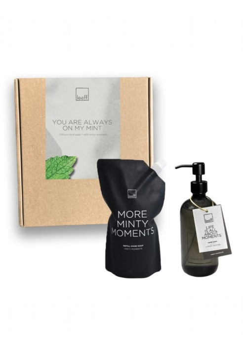 Leeff 18543 Giftbox — Minty Moments mydło do rąk + zapas, czarne ()
