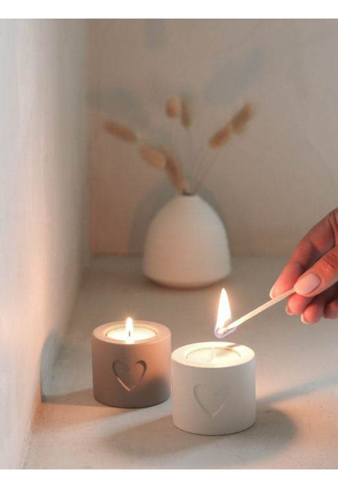 Leeff 18755 Hilde — świeczniki w kształcie serca, zestaw 2, szary