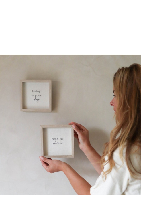 Leeff Ramka Dion 15 x 15 cm z lnianym tłem i haftem Czas zabłysnąć ()