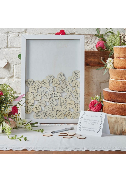 Księga gości weselnych "Ramka na zdjęcia z sercem" - Boho ()