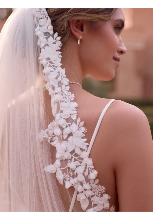 Bianco Evento S534 – welon z miękkiego tiulu w kolorze kości słoniowej, 170 cm