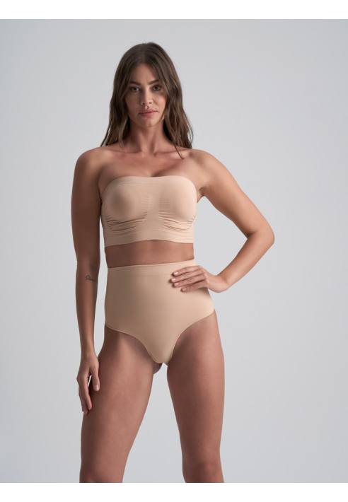 BYE BRA Soft Touch Mid Waist Thong Beżowy ()