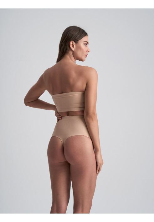 BYE BRA Soft Touch Mid Waist Thong Beżowy