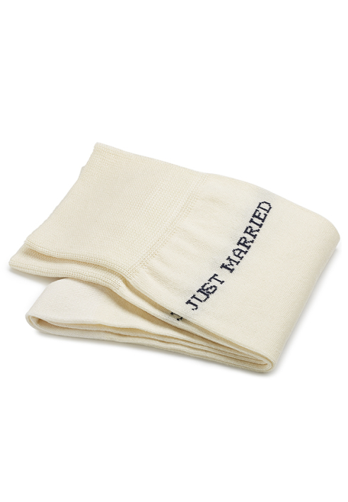 Carlo Lanza Just Married Białe bawełniane skarpetki w kolorze kości słoniowej