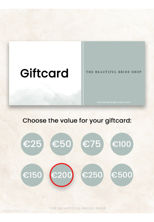 The Beautiful Bride Shop Giftcard €200