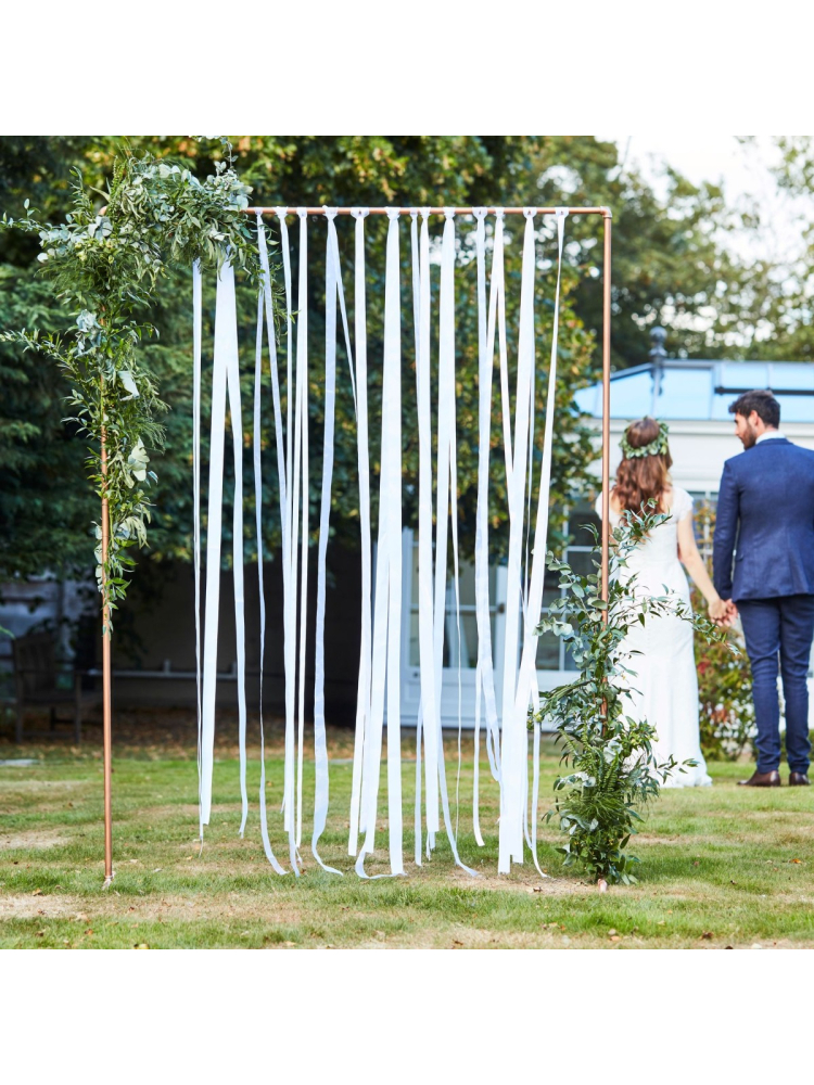 Ginger Ray BR-303 Botaniczne tło ślubne z białą wstążką main product photo