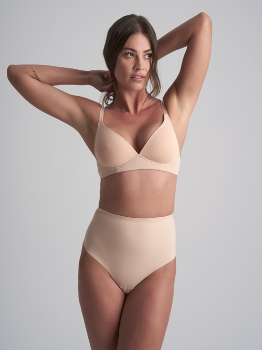 BYE BRA Sculpting Mid Waist Thong Beżowy main product photo